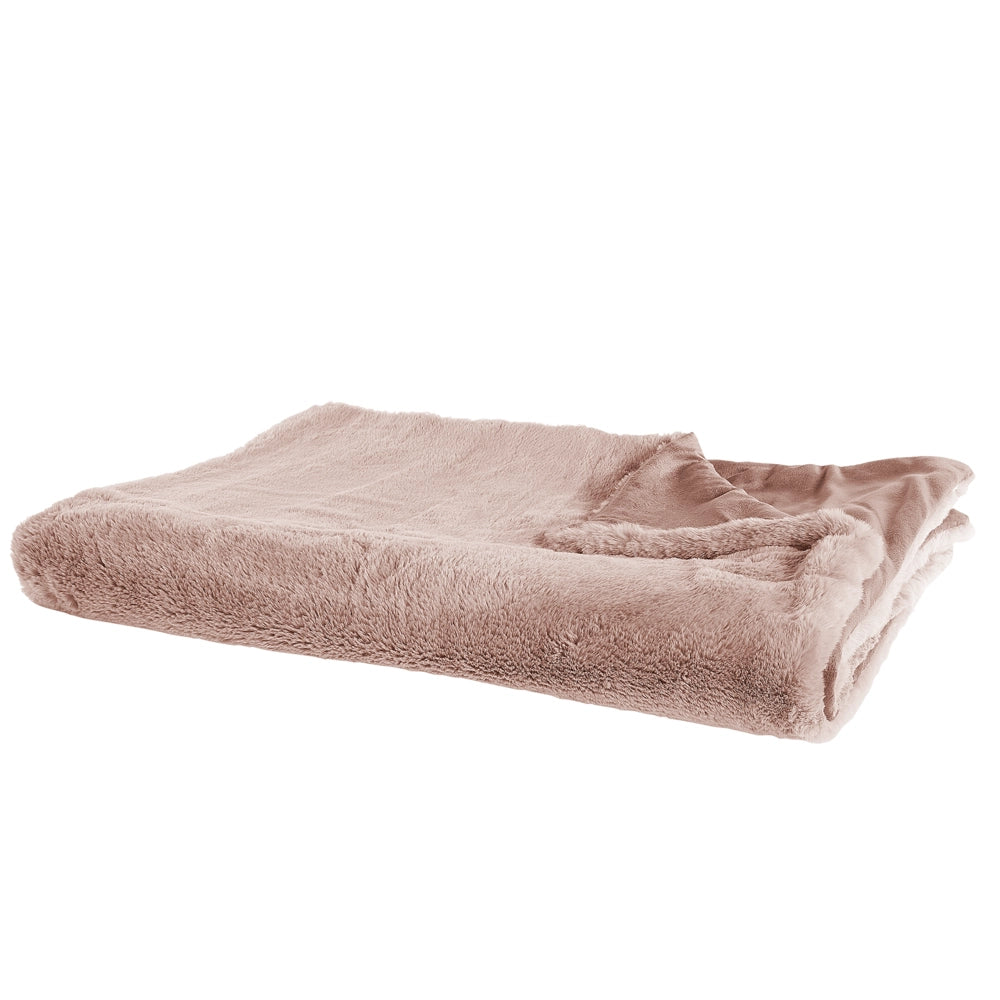 Coperta Rosa Tessuto Poliestere 200 x 220 cm Soggiorno Lancio Pelliccia Soffice Decorazione Design Moderno