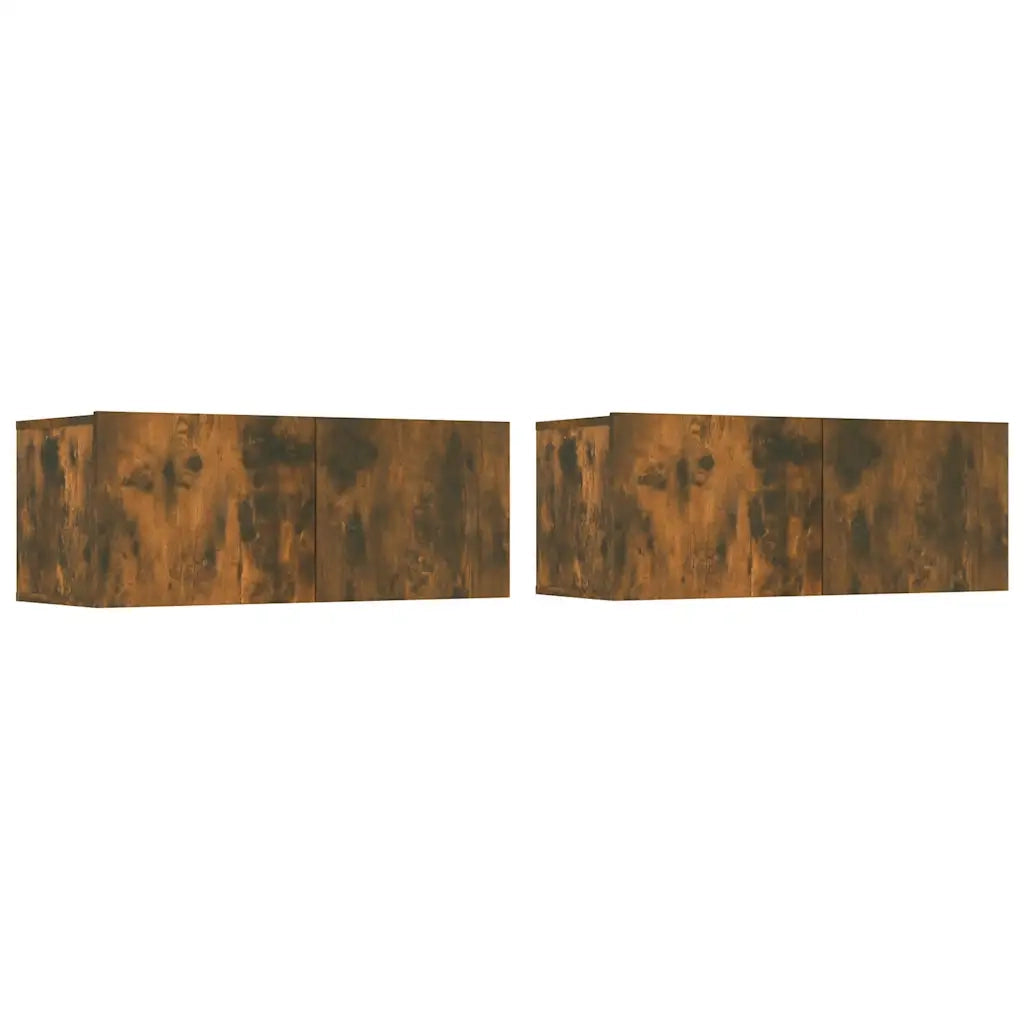 Mobili TV 2 pz Rovere Fumo 80x30x30 cm Legno Multistrato 820463