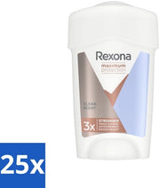 25 x Deodorante Stick per Donne - Massima Protezione - Profumo Pulito - Anti-transpirante - 45 ml - Stick Anti-transpirante - Resistente all'Affanno - Freschezza - Odore dell'Affanno - Tecnologia Defence+