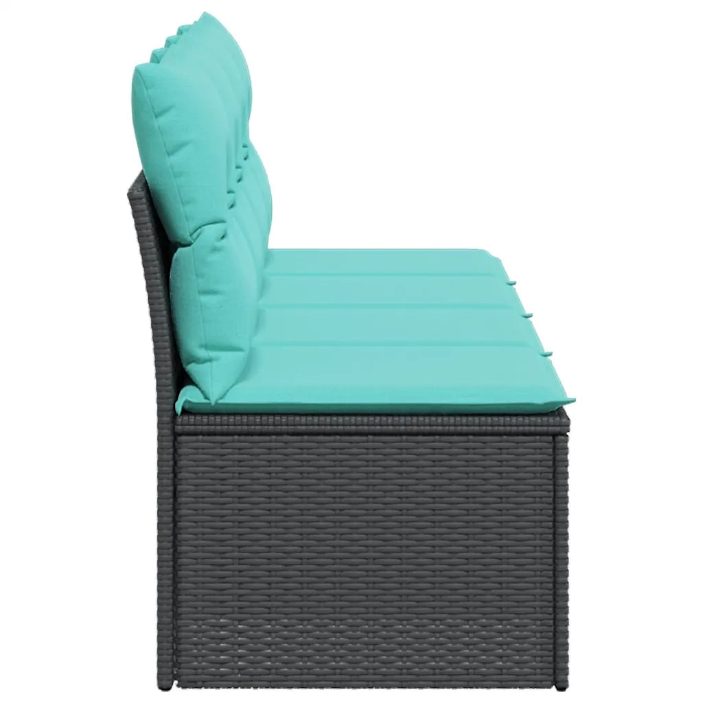 Divano da Giardino con Cuscini a 4 Posti Nero in Polyrattan