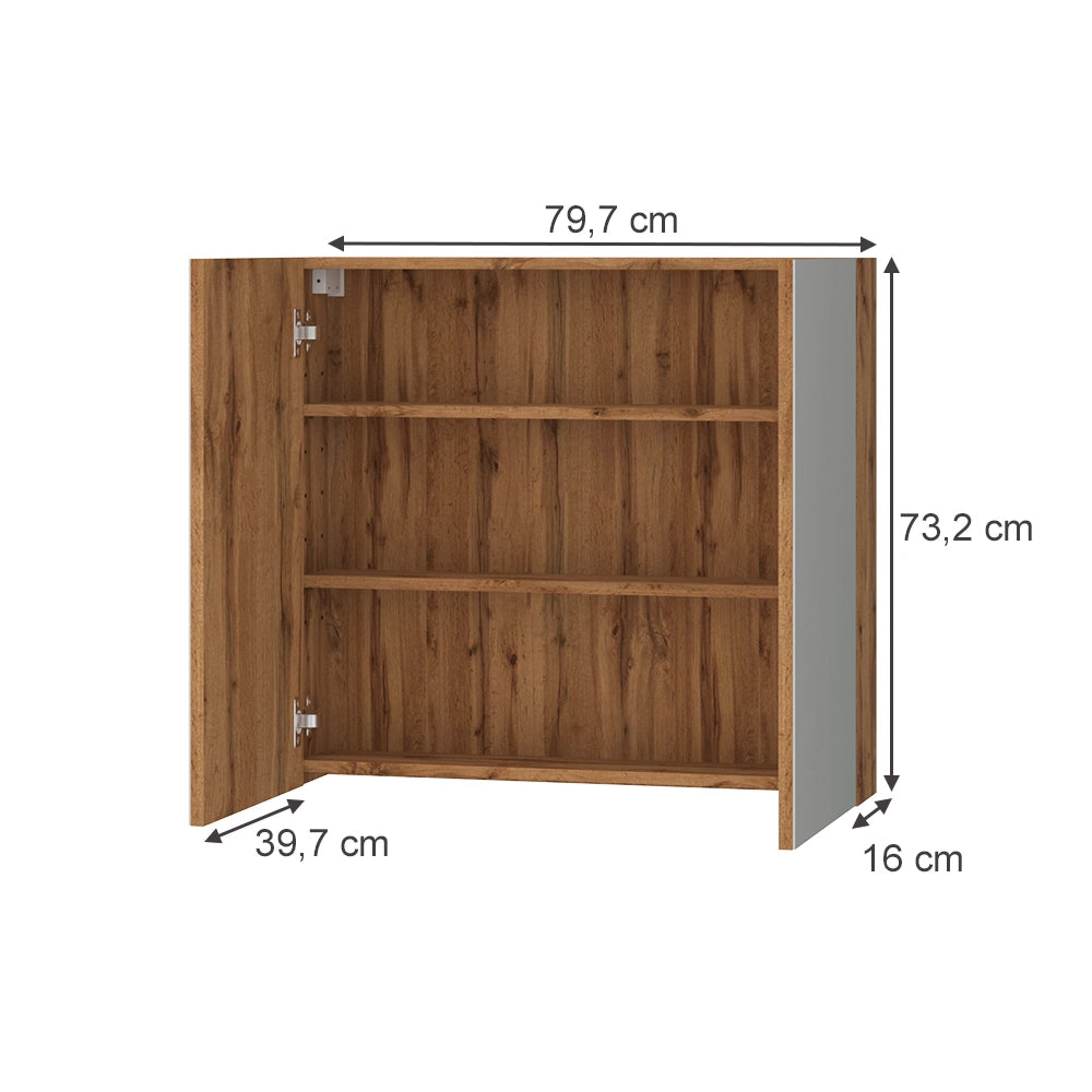 Vicco Specchio contenitore bagno Rovere 79.7 x 73.2 cm con 2 porte