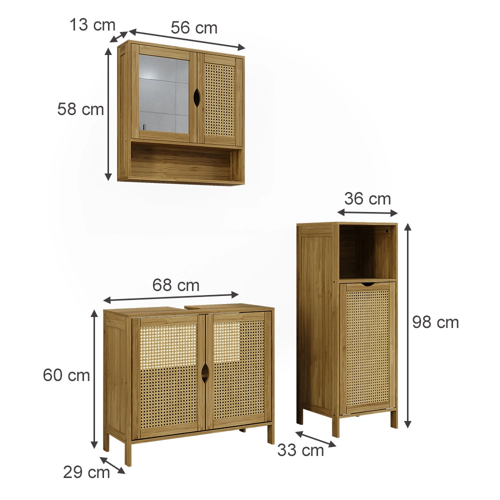 Vicco Set di mobili da bagno Bambù 3 parti