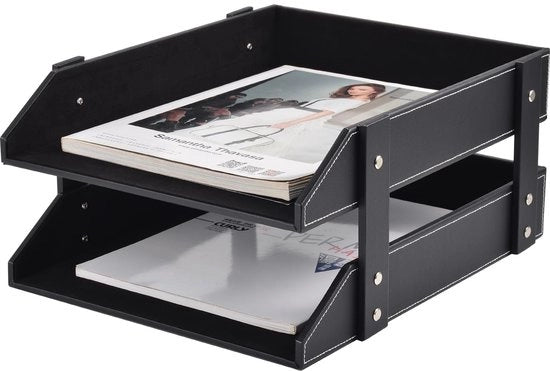 Organizzatore in legno per ufficio, cassetta per lettere A4, mappa di lavoro pieghevole, contenitore per documenti per dossier, cartelle, fogli di carta, riviste, posta, a casa, organizzazione del lavoro, supporto, nero
