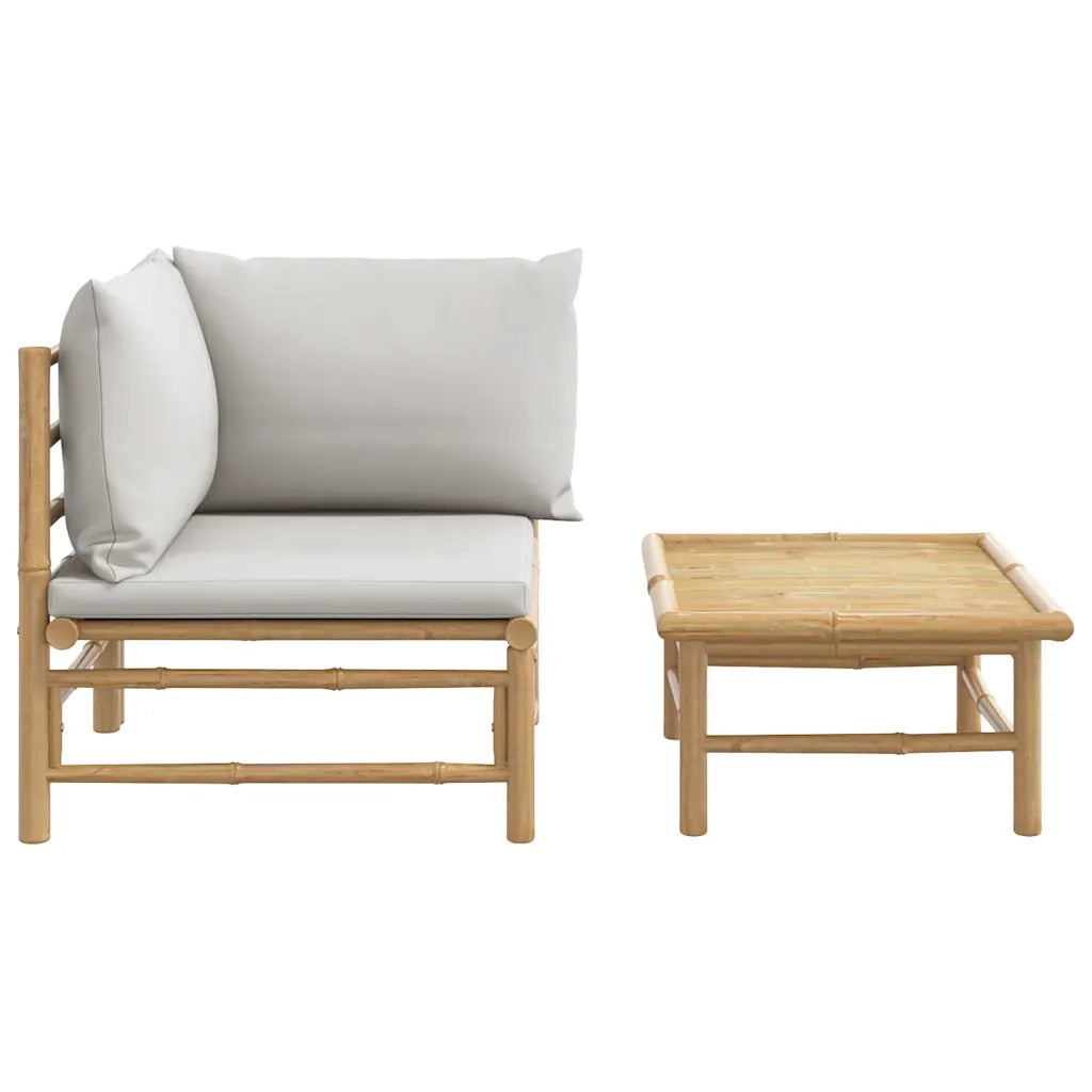 Salotto da Giardino-Set Salotto da Giardino 2pz con Cuscini Grigio Chiaro Bamb¨´ 144839