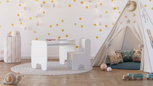 Set per bambini TIMI: tavolo + sedia - bianco