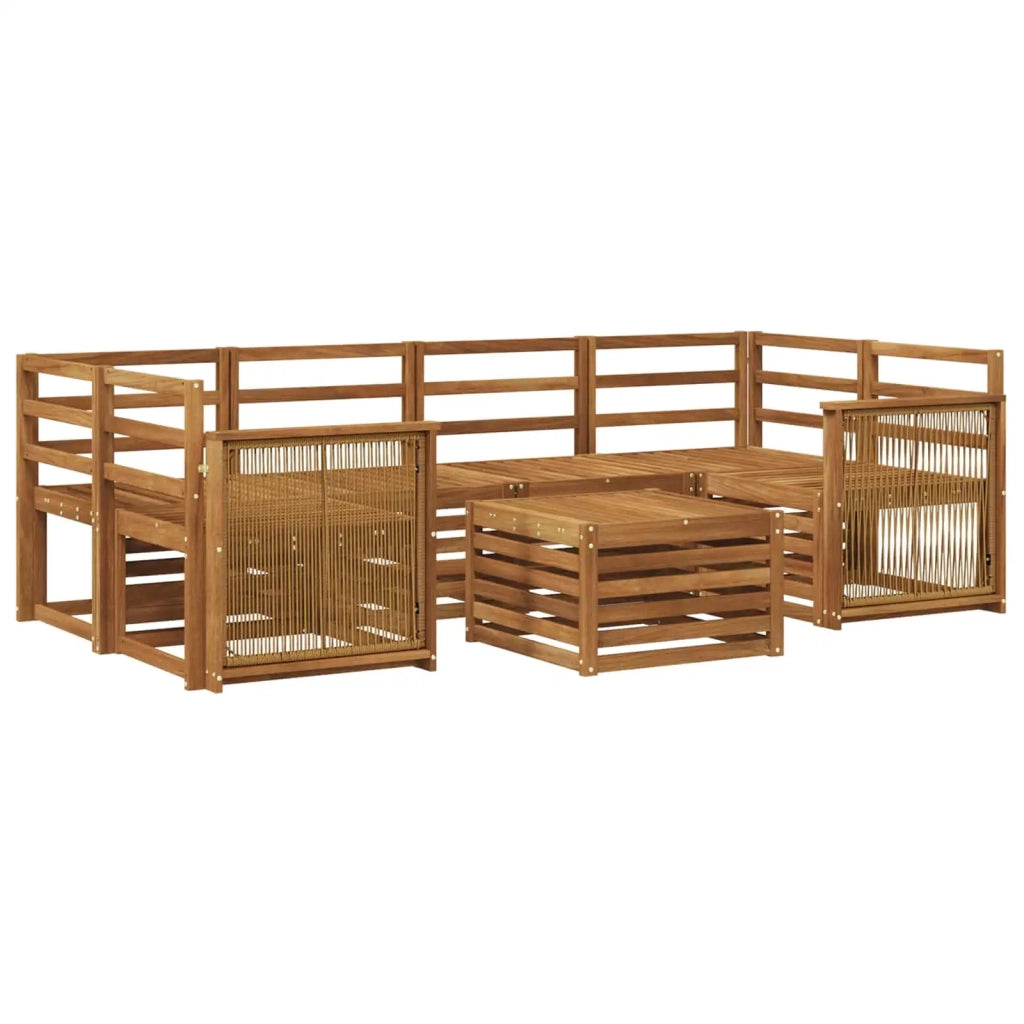 Set di divani da esterno 7 pz Naturale Legno di Acacia Massello 3384085