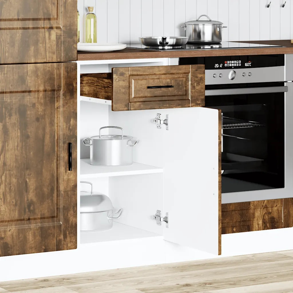 Pensile da cucina | Base da Cucina Porto Rovere Fumo in Legno Multistrato