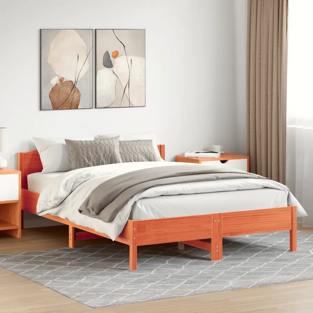 Letto matrimoniale | Letto per adulti | Letto senza Materasso Marrone Cera 120x200 cm in Legno di Pino