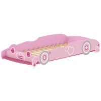 Letto per Bambini da 3-5 Anni a Forma di Macchina con Sponde Rialzate di Sicurezza, 140x70 cm, Rosa