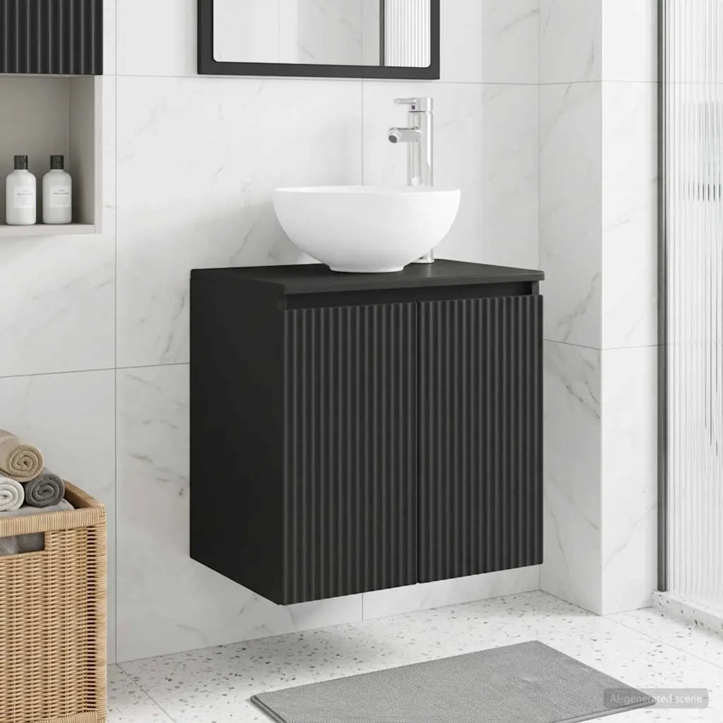 Mobile Lavabo da Parete Nero 49,5 x 35 x 63 cm