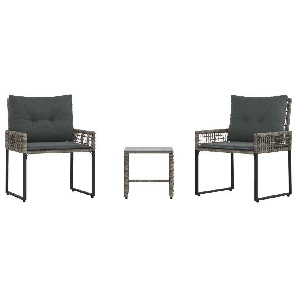 Set di Mobili da Esterno con cuscino 3 pz | Set Salotto da Giardino Grigio