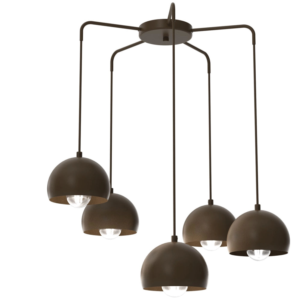 Lampada sospesa Sool 5 luci E27 metallo marrone Luminex