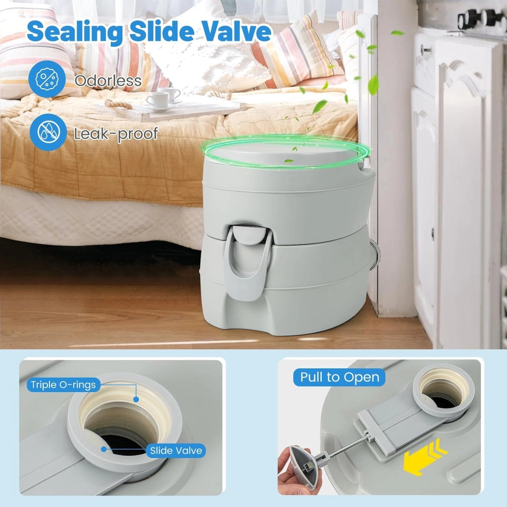 SOARS WC Portatile, Bagno Chimico con Pompa di Risciacquo, Serbatoio Acque Reflue 20L, Maniglia, Carico 150 kg, Altezza Seduta 40 CM, Toilette Portatile per Campeggio, Viaggi, Auto