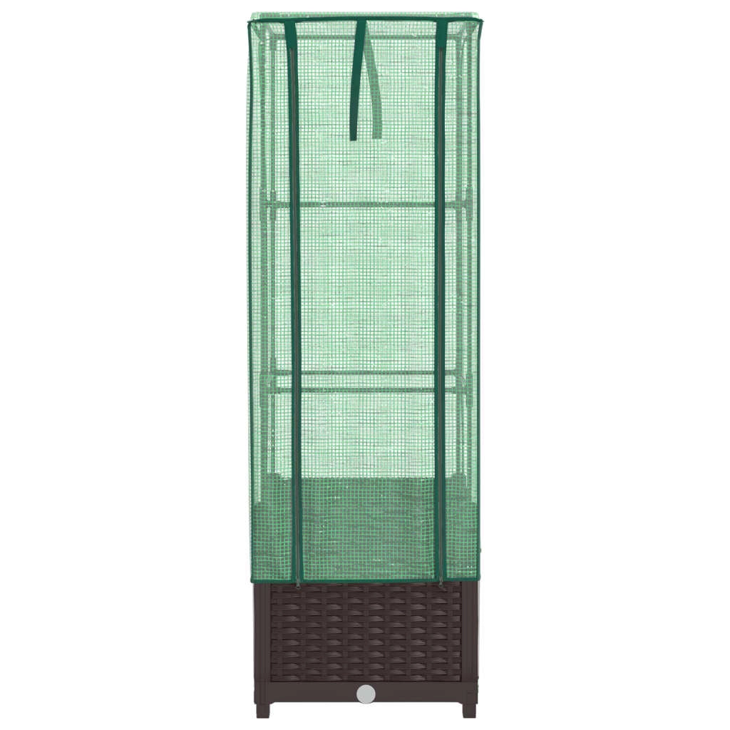 Aiuola rialzata/fioriera con copertura effetto rattan 40 x 40 x 139 cm Marrone 02_0038774