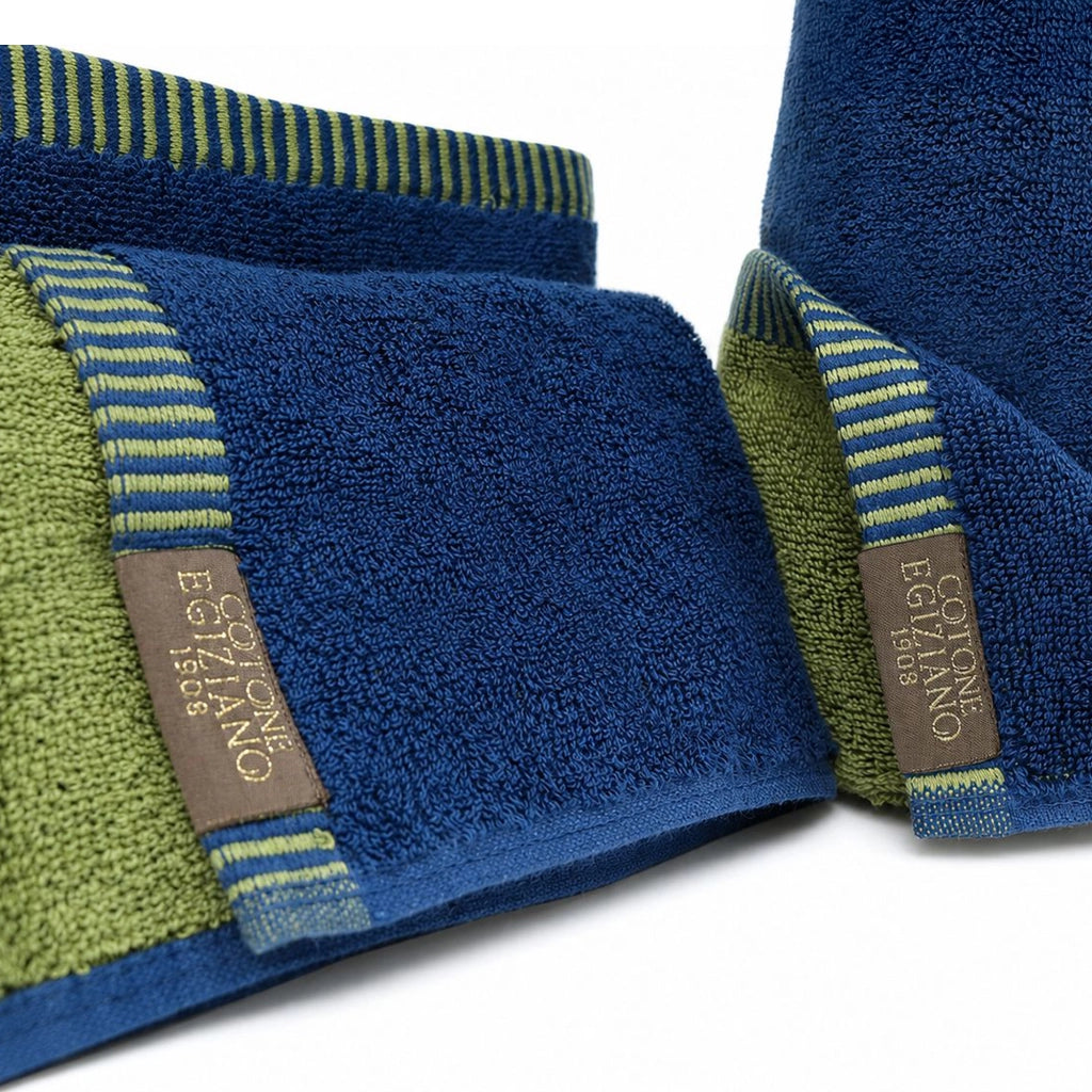 Sazaga, set di Asciugamani 100% Cotone set da 2 Reversibile, blu Indaco