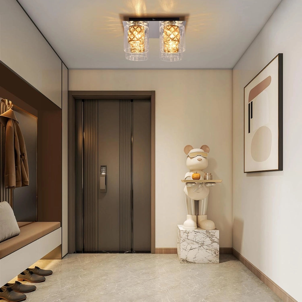 ZMH Lampada da soffitto plafoniera cristallo trasparente 4 luci per soggiorno cucina
