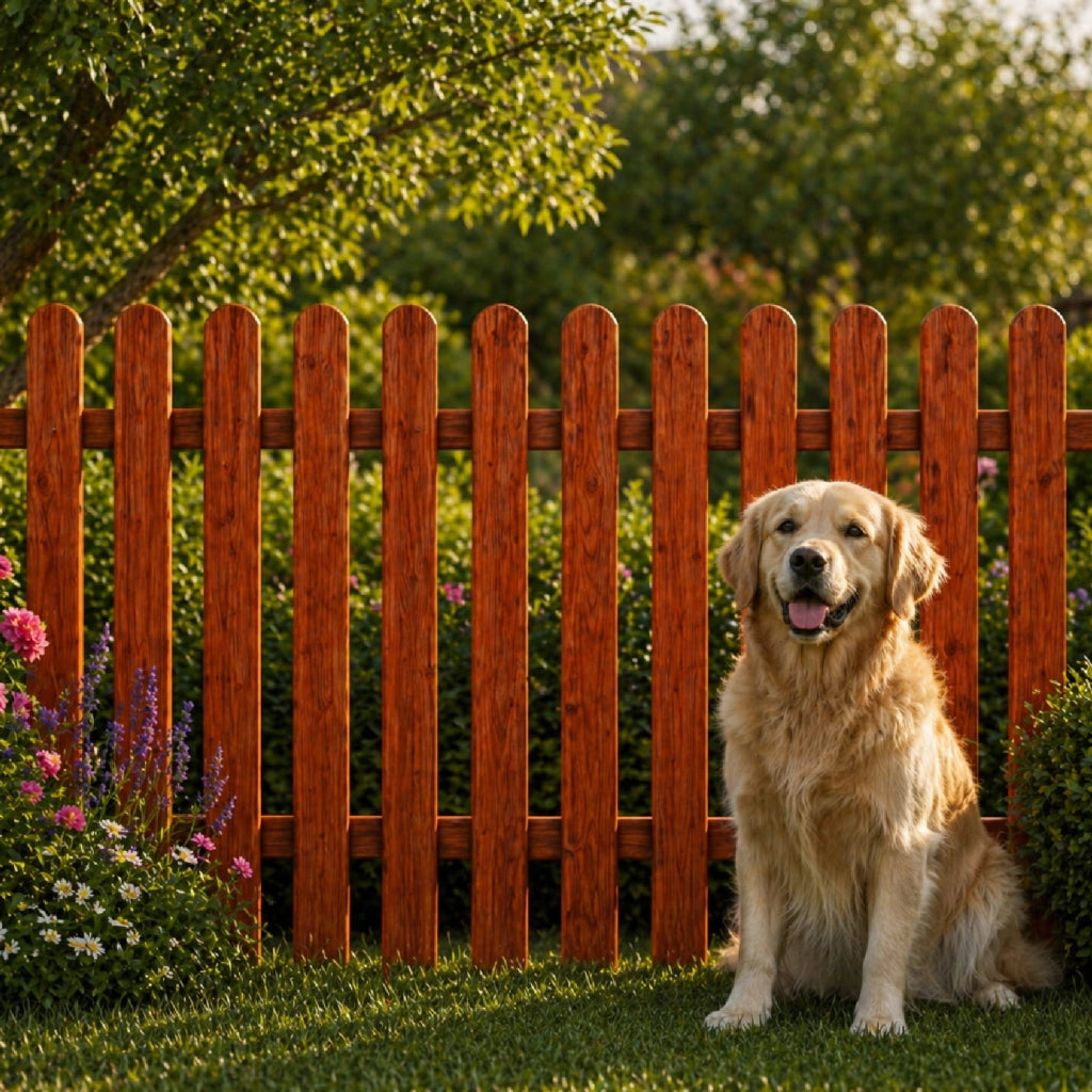 Staccionata In Legno Di Pino Per Giardino Orto E Recinzione Decorativa Con Doghe Arrotondate Barriera Esterna Resistente Alle Intemperie 200 x 80 Cm Legno Scuro