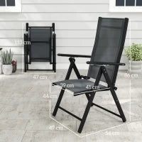 Set 4 Sedie da Giardino Pieghevoli e Traspiranti con Braccioli, in Acciaio e Poliestere, 56x69x106 cm, Grigio