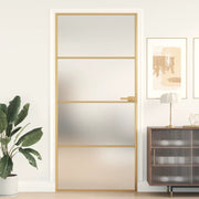 Porta Interni Sottile Oro 93x201,5cm Vetro Temperato Alluminio 155138