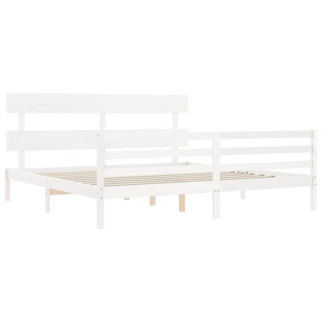 Giroletto con Testiera Bianco 200x200 cm in Legno Massello 3195112