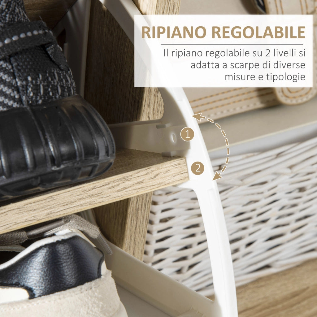 Armadio per scarpe ¨C zephmum ¨C 80x25.5x112.5cm, Bianco, Legno