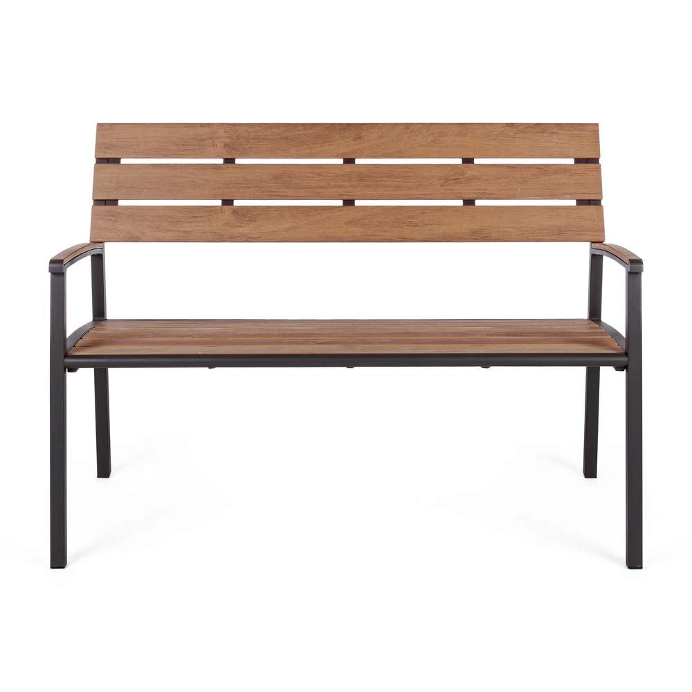 Panchina da Giardino in Alluminio con Doghe effetto Legno 3 Posti Isak Colore: Nero