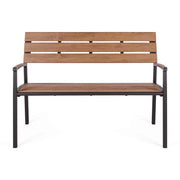 Panchina da Giardino in Alluminio con Doghe effetto Legno 3 Posti Isak Colore: Nero