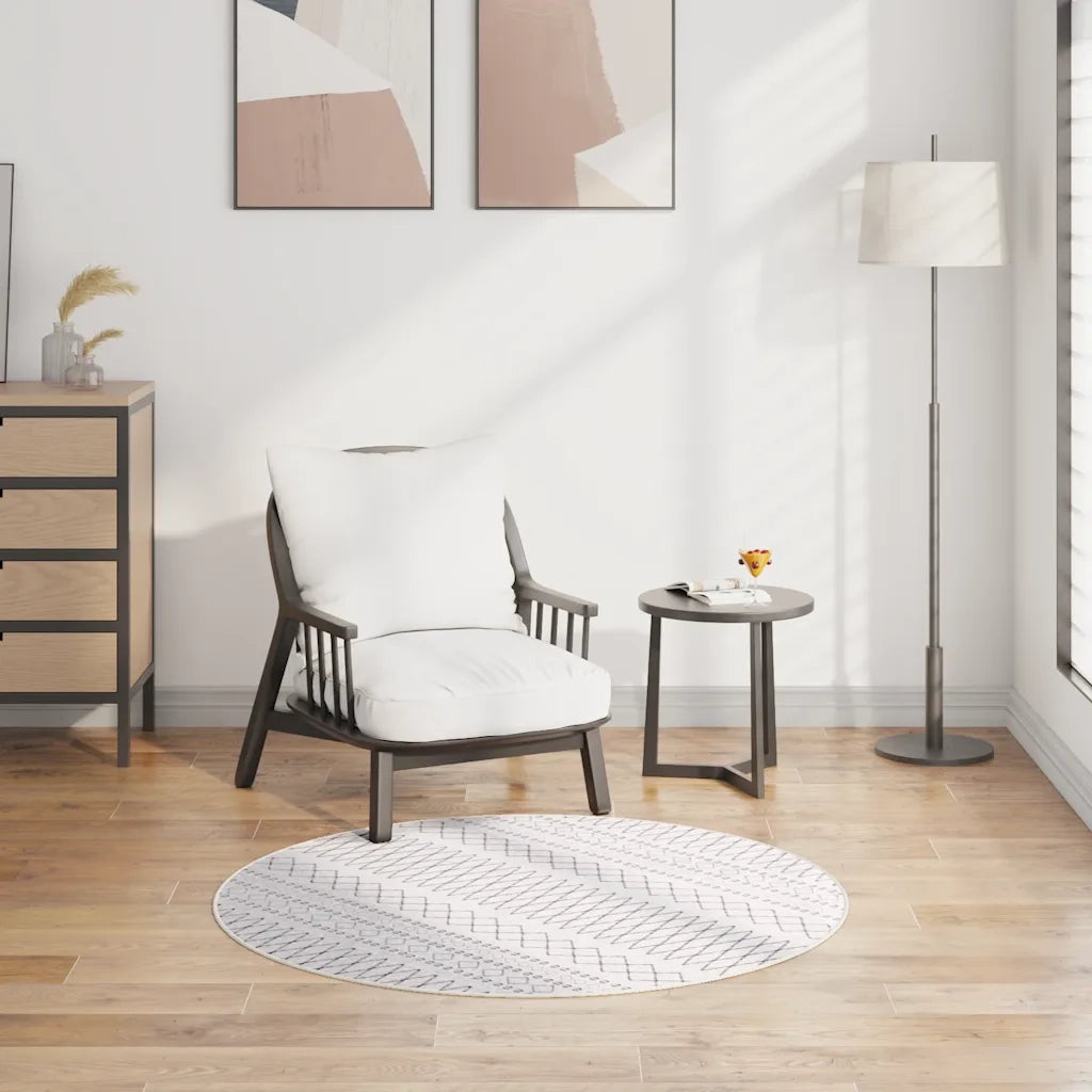 Tappeto Lavabile φ120 cm Nero e Bianco 337975