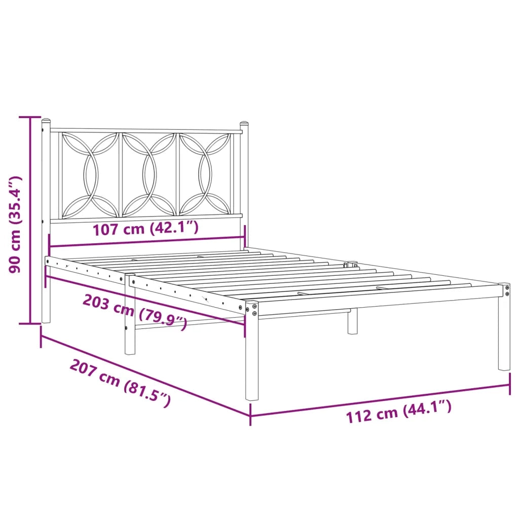Giroletto con Testiera Metallo Bianco 107x203 cm 376173