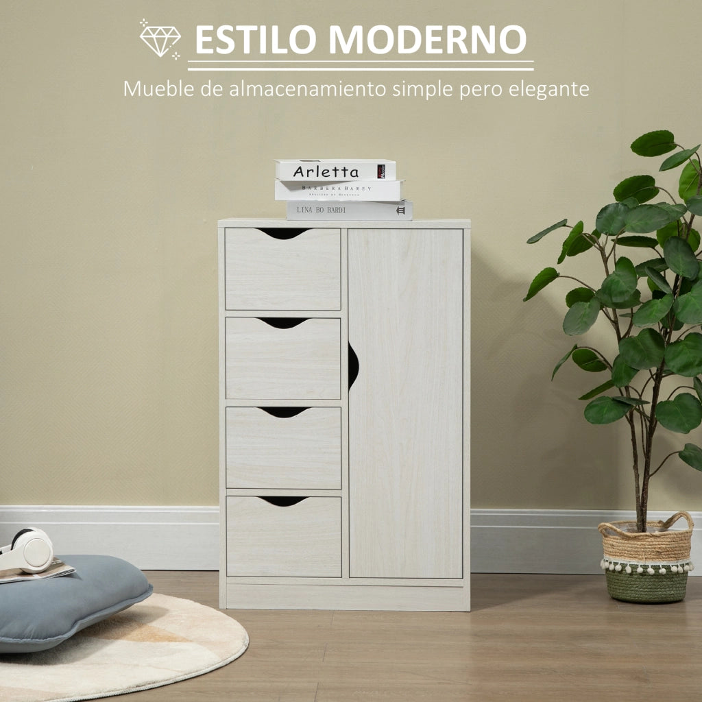 Armadio con 4 Cassetti 1 Anta e Ripiano Interno ¨C zephmum ¨C Bianco 54x29x83 cm