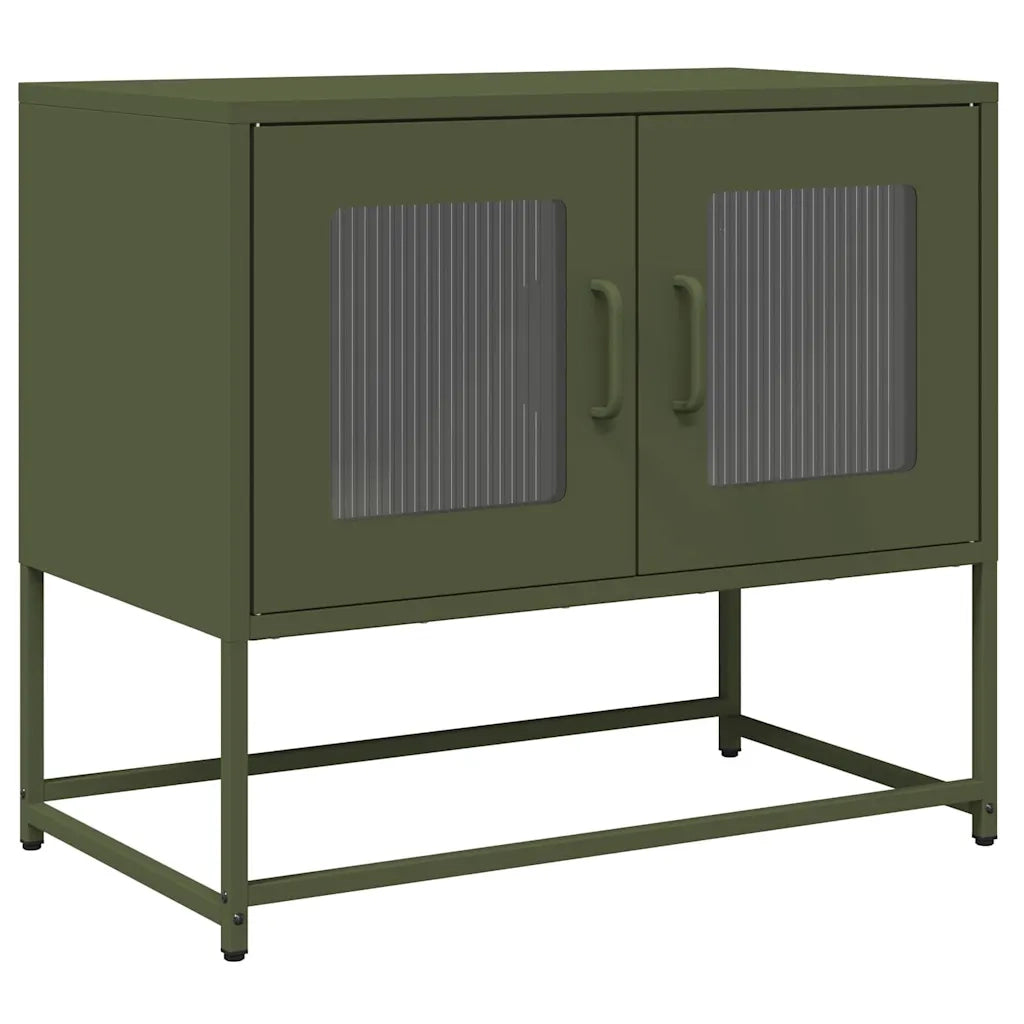Mobile TV Verde Oliva 68x39x60,5cm in Acciaio Laminato a Freddo