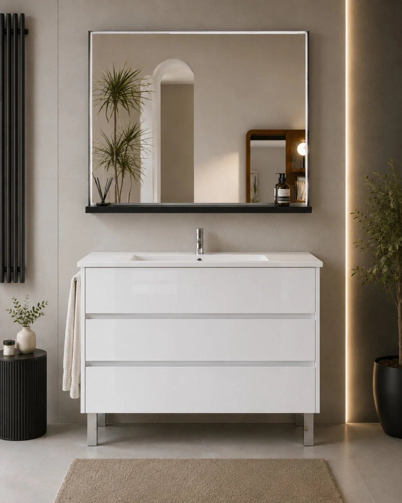 Mobile bagno con lavabo ORIGENBATH IMPERIA senza specchio 90x45 cm bianco con colonna