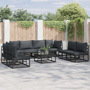 Set Divano da Giardino con cuscino 9 pcs Nero Alluminio 3378853