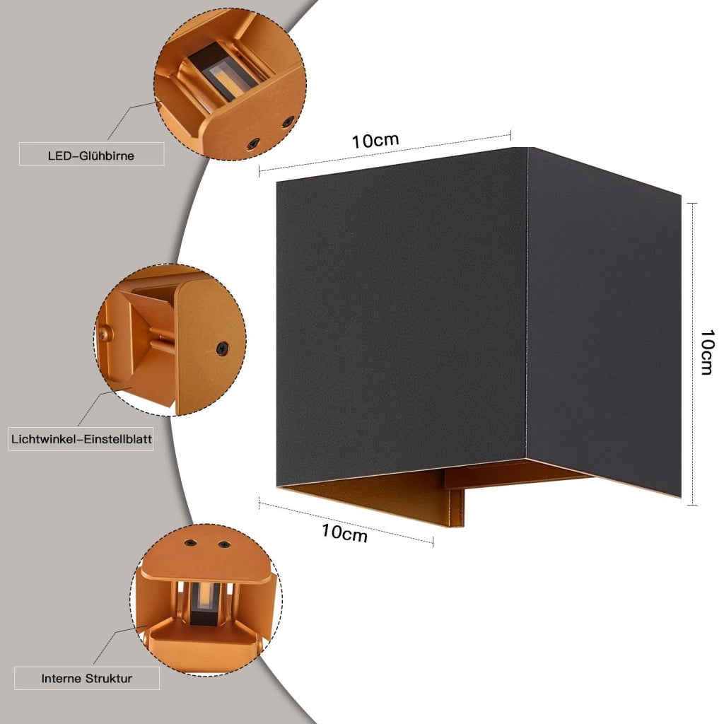 ZMH Applique a LED Applique da parete per interni 2ER 5W IP65 Bianco caldo per esterni per corridoio