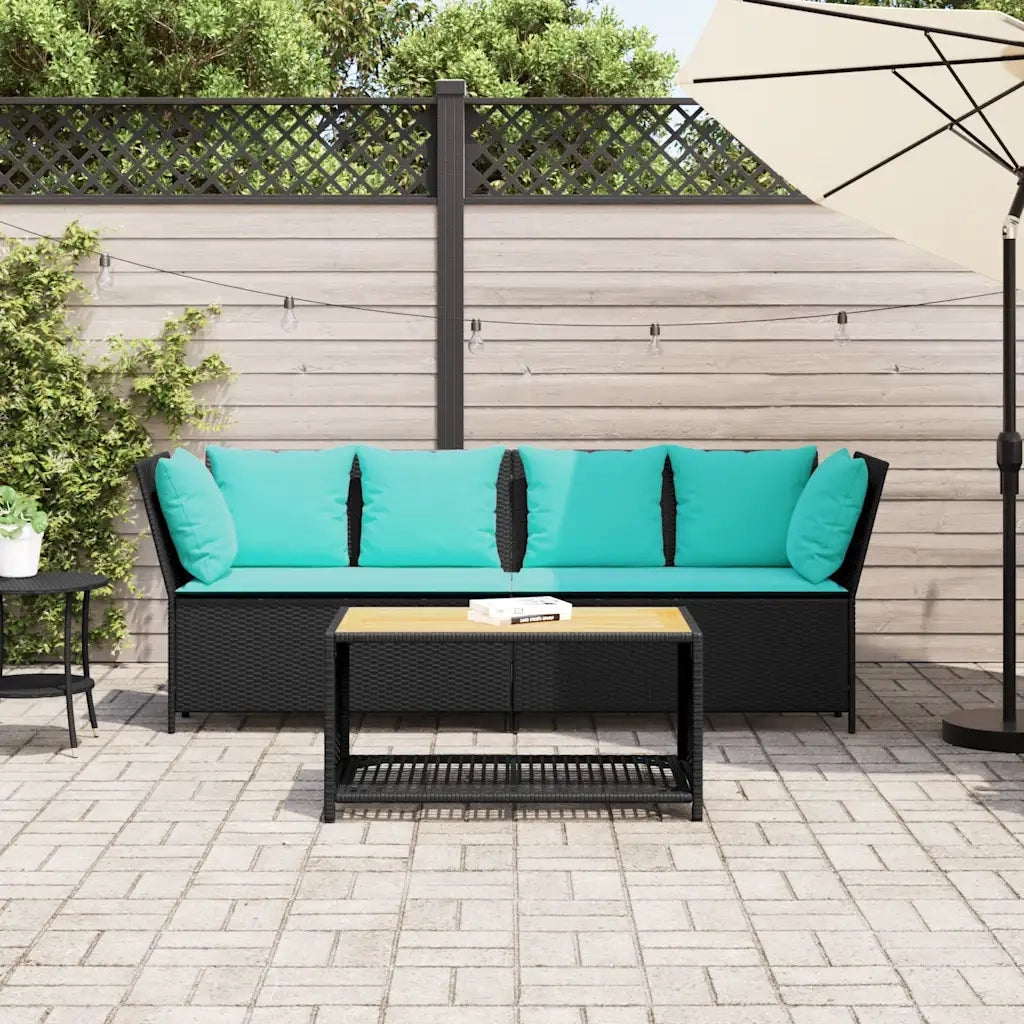 Divano da Giardino con Cuscini in Polyrattan Nero 4104130