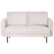 Divano a 2 posti in tessuto beige chiaro e gambe in metallo stile moderno e minimalista