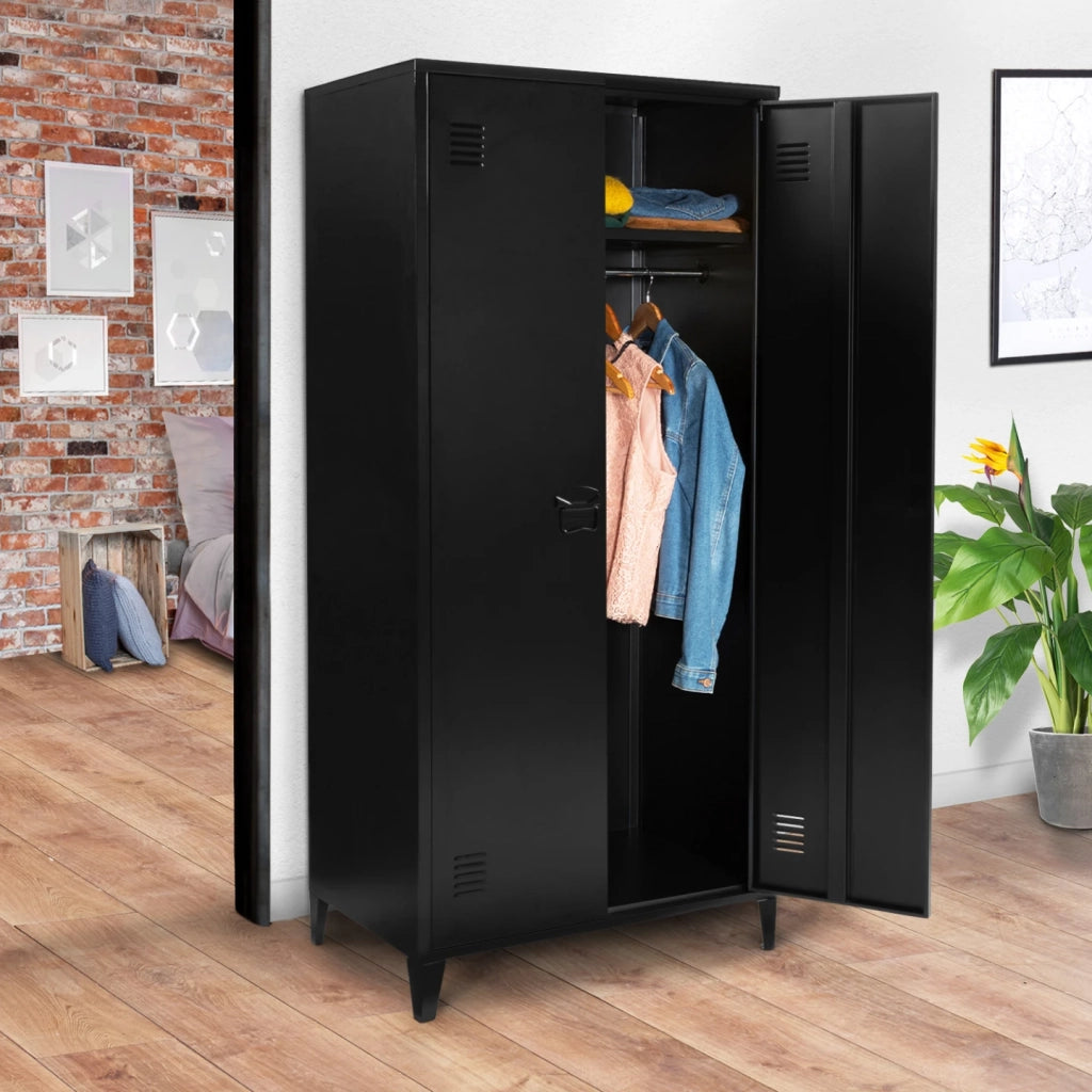 IDMarket - ESTEL Armadio a 2 ante in metallo nero