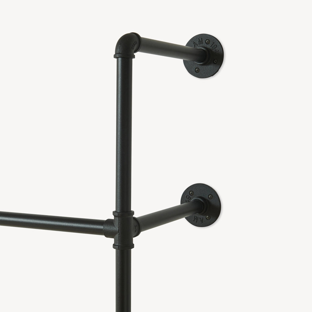 Stand Appendiabiti Kenävatka da Parete in Acciaio con Barra Porta Abiti 222x296x31 cm - Nero [en.casa]
