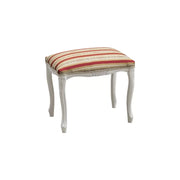 Pouff imbottito tessuto rosso legno shabby bianco 43x33x43 - Mobili 2G