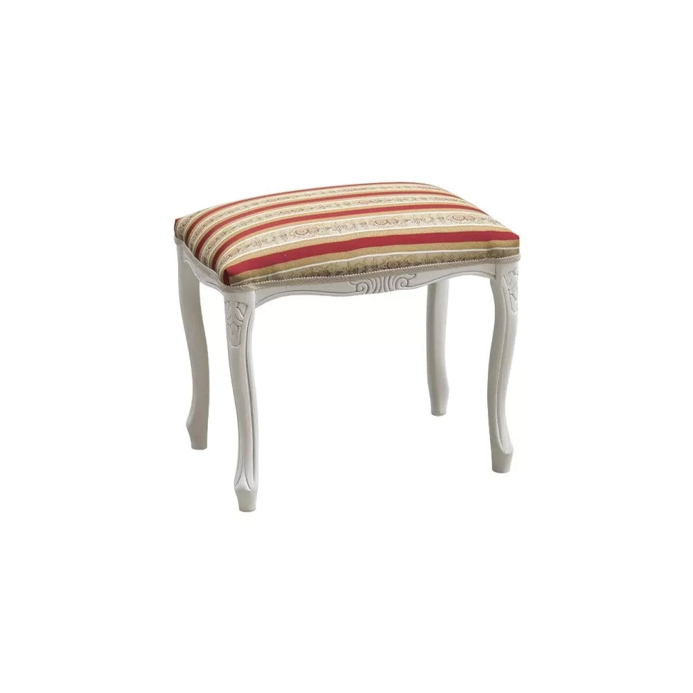 Pouff imbottito tessuto rosso legno shabby bianco 43x33x43 - Mobili 2G