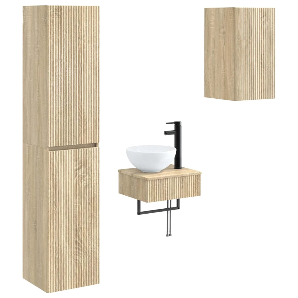 Set di mobili per il bagno 3 pz Rovere Sonoma 3406045