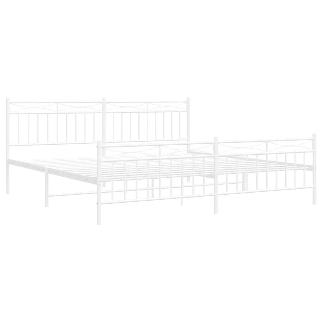 Giroletto con Testiera e Pediera-Struttura Letto Metallo Bianco 193x203 cm 412171