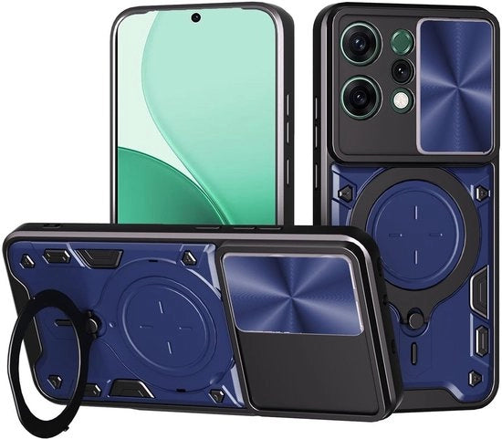 Copertura protettiva shockresistente per Oppo Reno14 5G - PC/TPU - Standard metallico - Anello magnetico - Protezione per la camera - Cover per smartphone