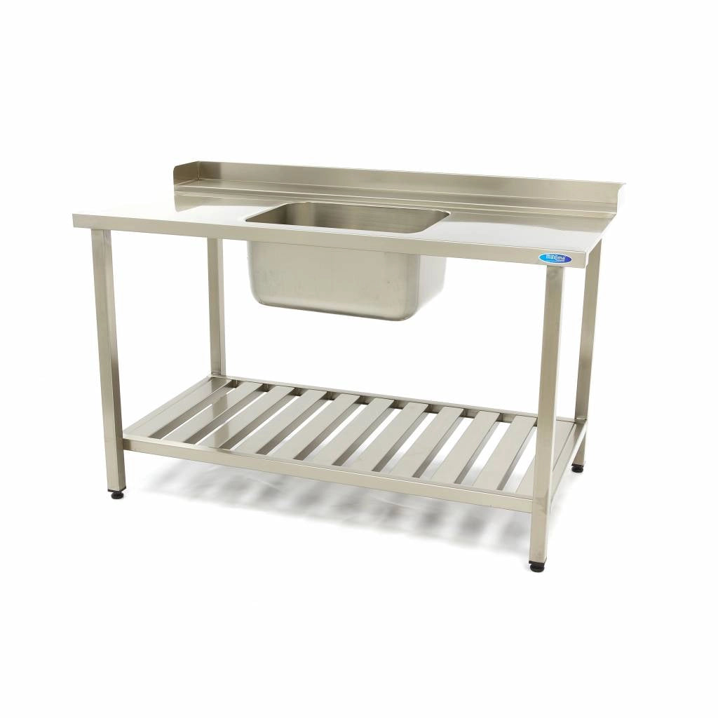 Tavolo per Lavastoviglie - 140 x 75cm - a Destra - con Lavello e Schienale - incl. Ripiano di Stoccaggio