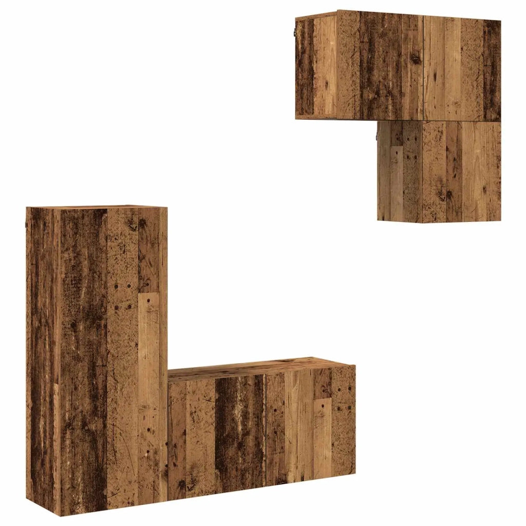 Mobile TV 4 pz | Armadietto TV | Mobile Porta TV Legno vecchio Legno multistrato