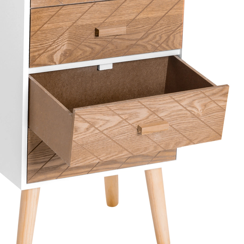 Comodino con 4 Cassetti ¨C Zephmum ¨C Legno Bianco 40x30x75 cm