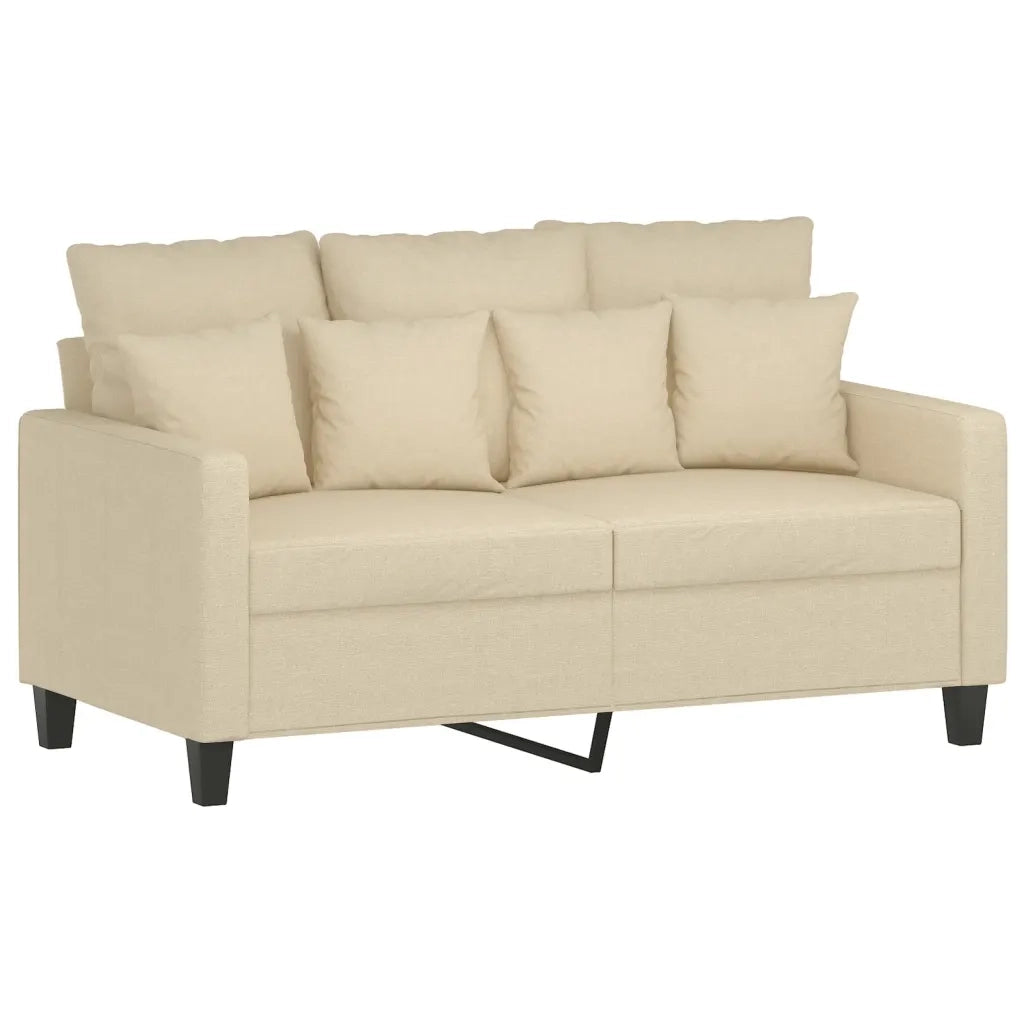 Set di Divani 3 pz con Cuscini Crema in Tessuto