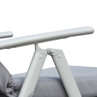 Sdraio da Giardino Pieghevole con Materassino e Cuscino, Schienale con 7 Reclinazioni, 137x63.5x100.5cm, Grigio