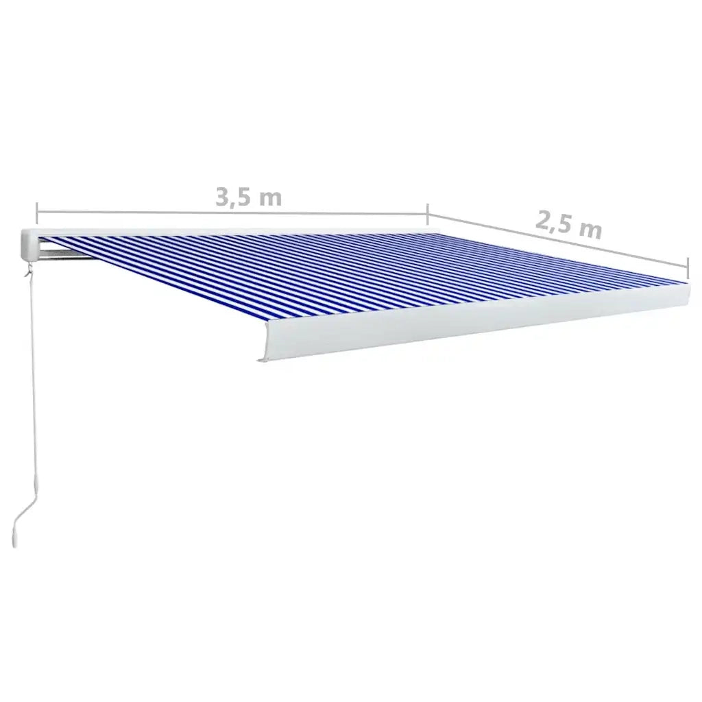 Tenda a Cassonetto Manuale 350x250 cm Blu e Bianca 3052671