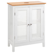 Mobiletto da bagno con lavabo con ripiani Ante traforate MDF Bianco 60 x 75 cm stile raffinato